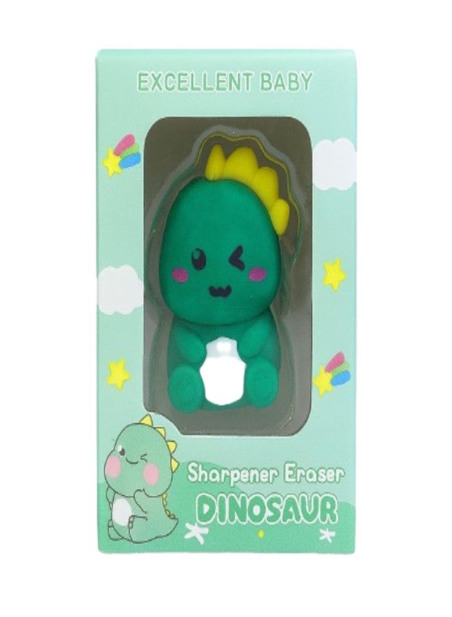 Crafty Cuddle Cute 2-in-1 Eraser and Sharpener for Kids & Students | Unique Stationery | Soft & Fun | Pack of 2 - Ideal Birthday Return Gift (Dinosaur) - Image 2